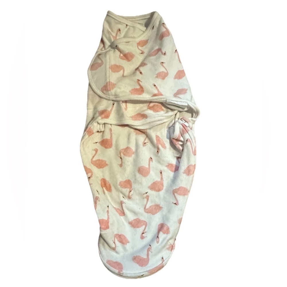 EUC Baby Girl 0-3 months Cotton Swaddle Wearable Blanket Wrap Swans 100% Cotton